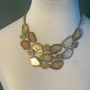 Faux crystal bib necklace